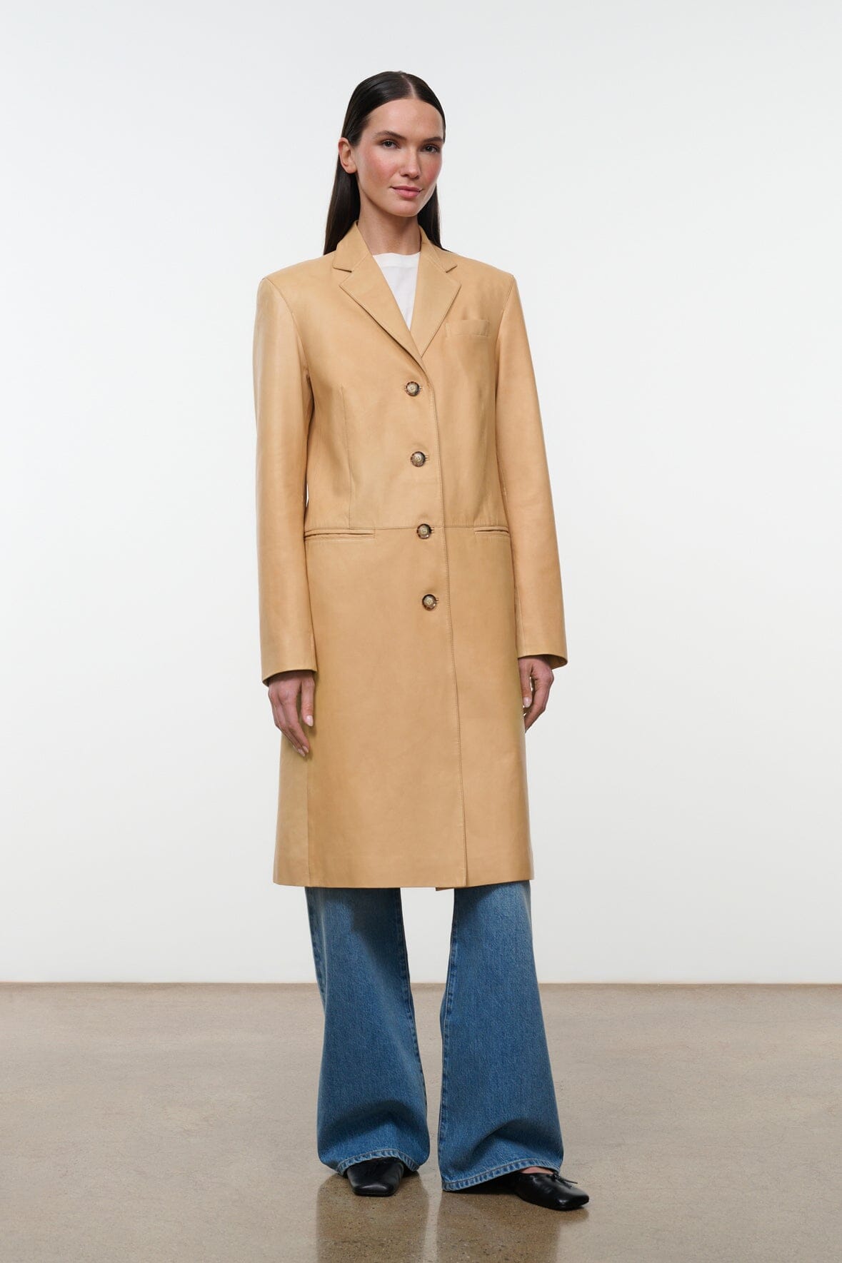 STAUD New In|Clothing Wyatt Leather Coat Cashew