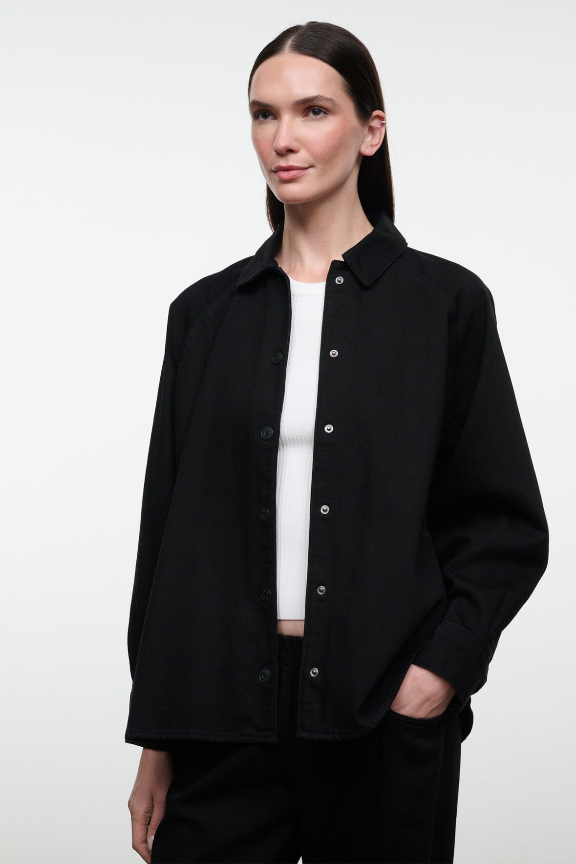STAUD Clothing|New In Myles Shirt Jacket Black