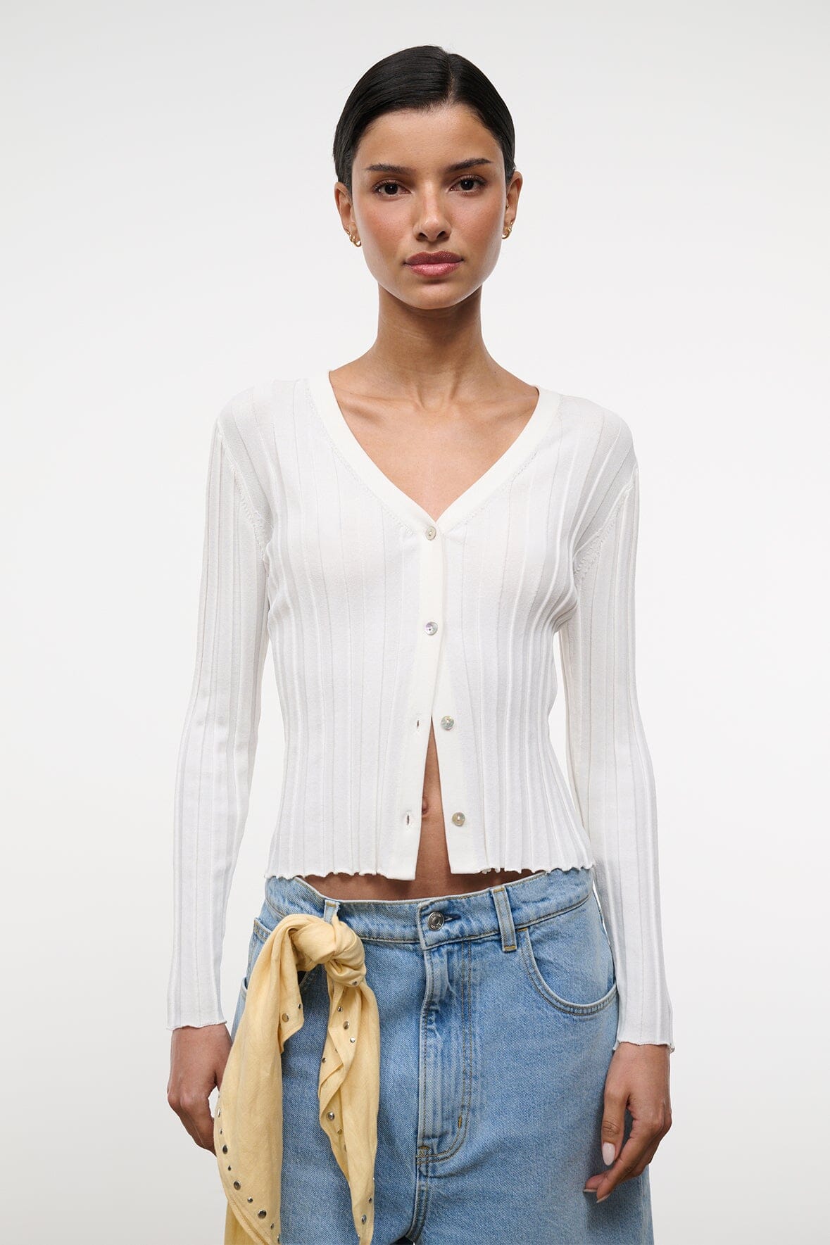 STAUD Clothing Ezra Cardigan Ivory