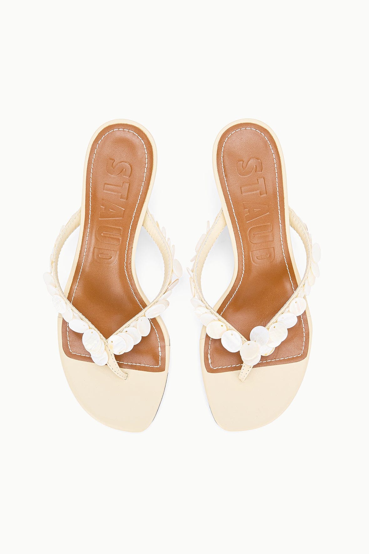 STAUD Dresses|Shoes Freja Cream Leather Kitten Heel Sandals - Staud