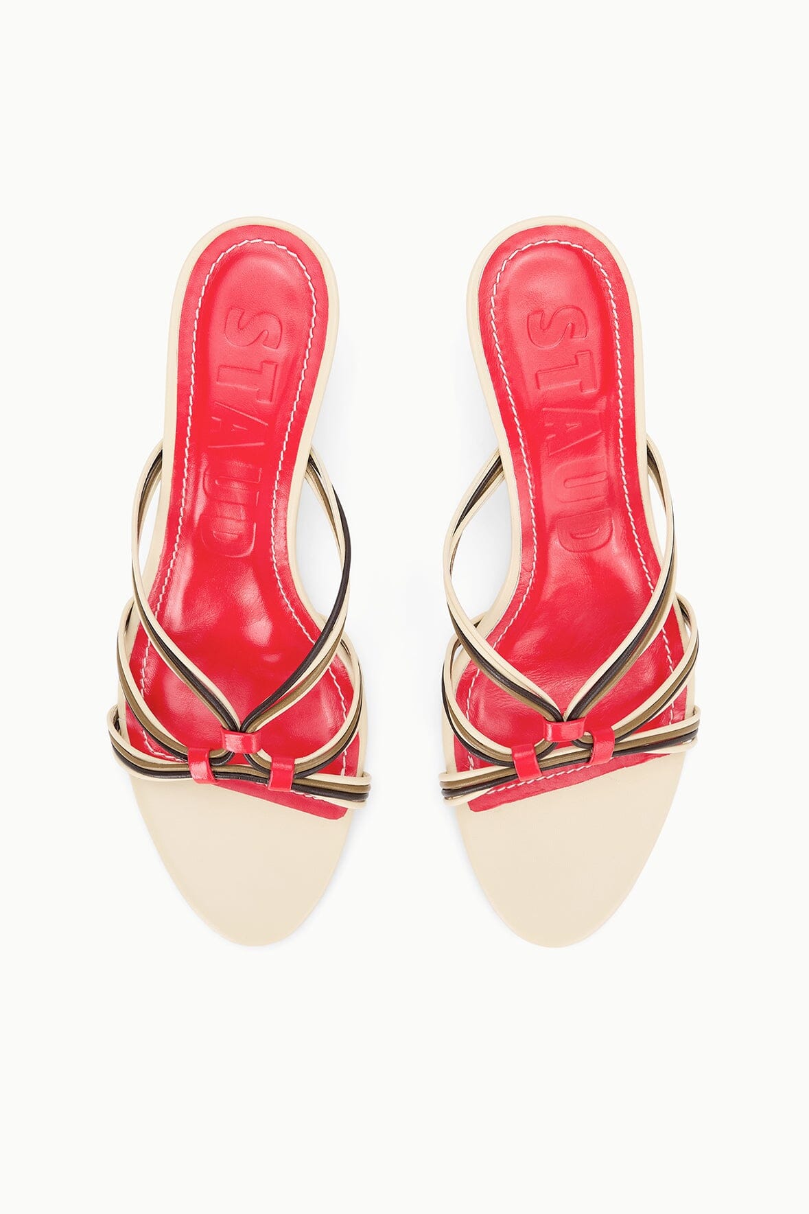 STAUD Shoes Carrie Mule Cream Red Rose