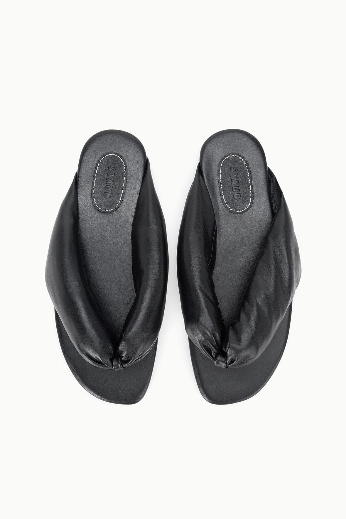 STAUD Shoes Juno Black Puffy Leather Sandals - Staud