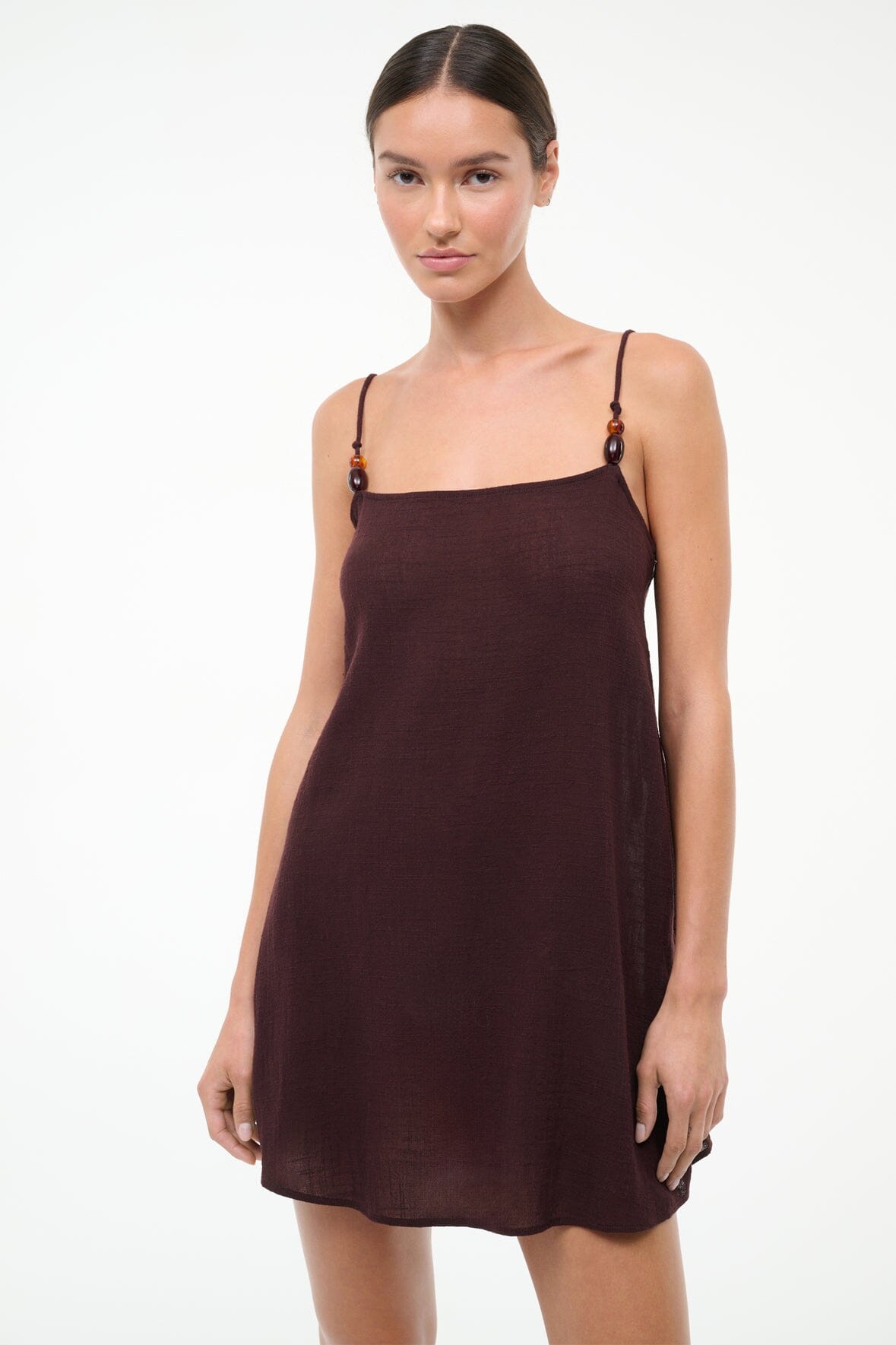 STAUD Swimwear Laura Mini Dress Dark Chocolate
