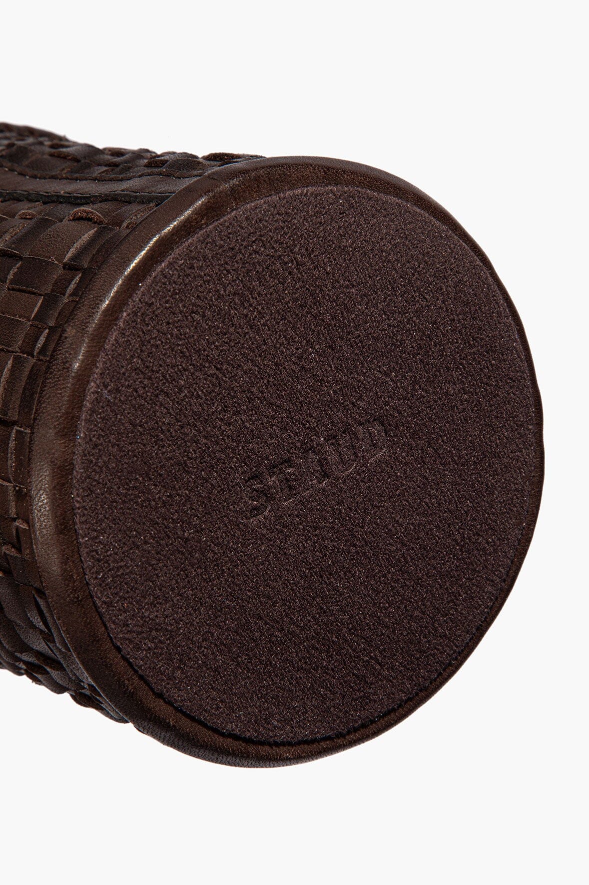 STAUD Home Rowe Woven Leather Candle Holder Espresso