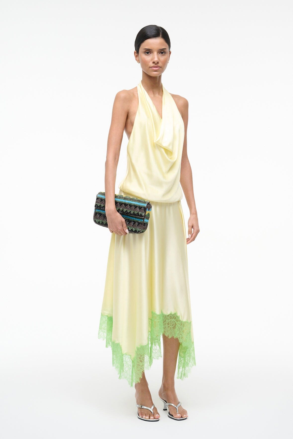 STAUD Sale Elira Silk Dress Key Lime Sprout