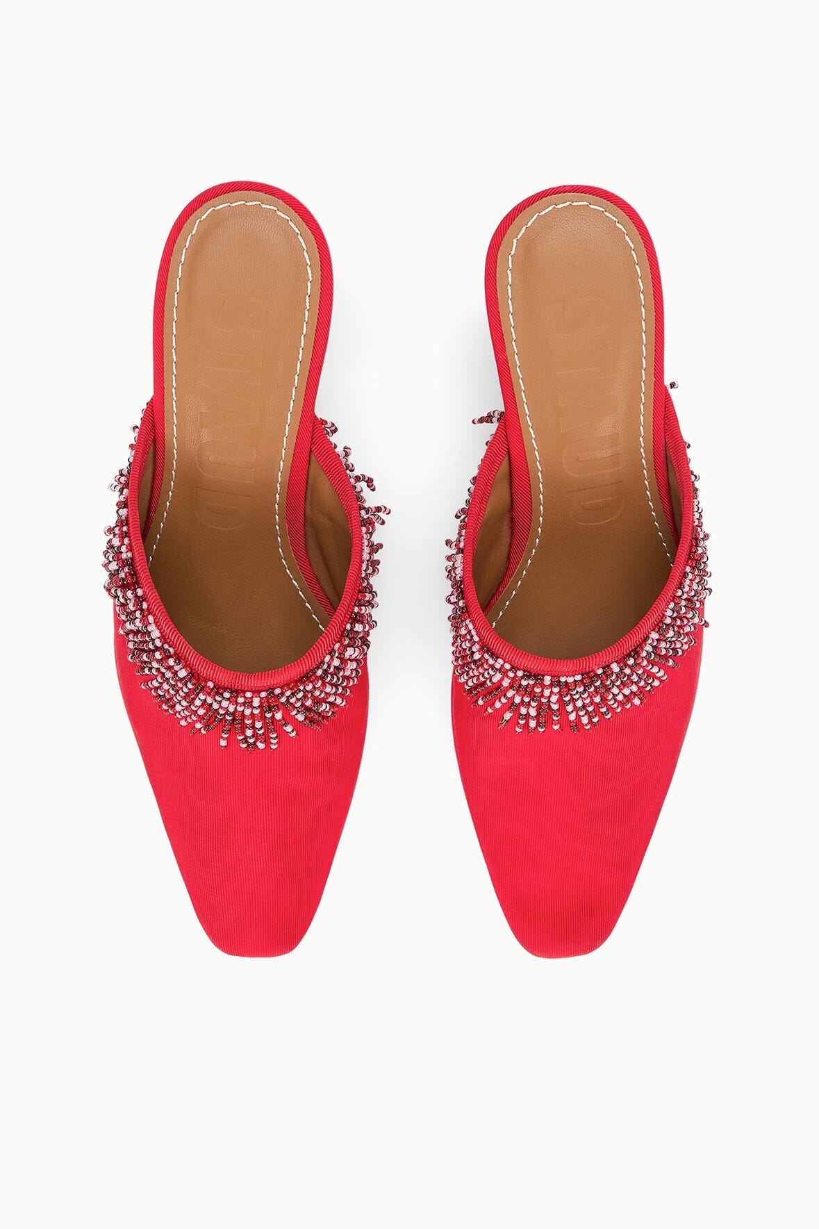 STAUD Sale Joanna Kitten Heel Mule Red Rose