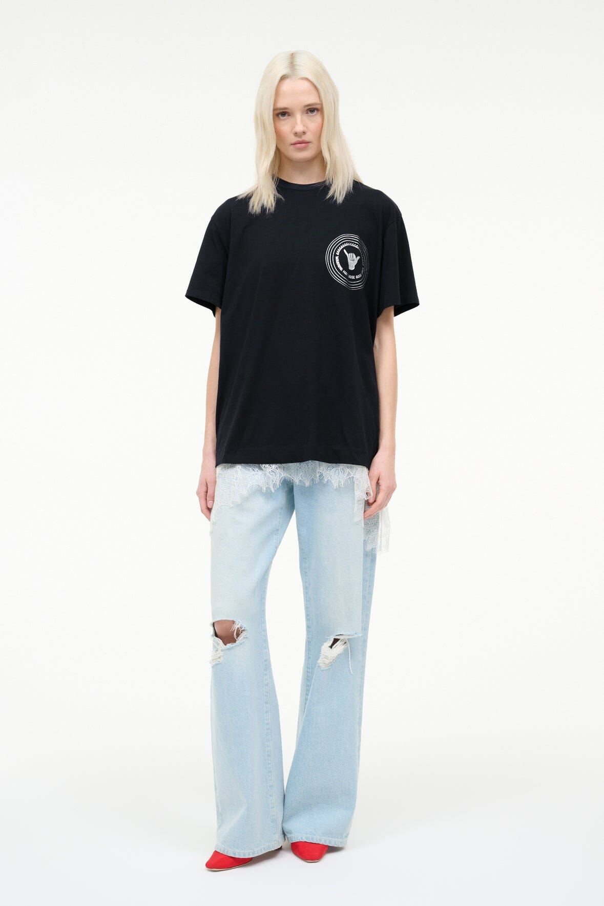 STAUD Sale Newport Oversized Tee Good Vibes