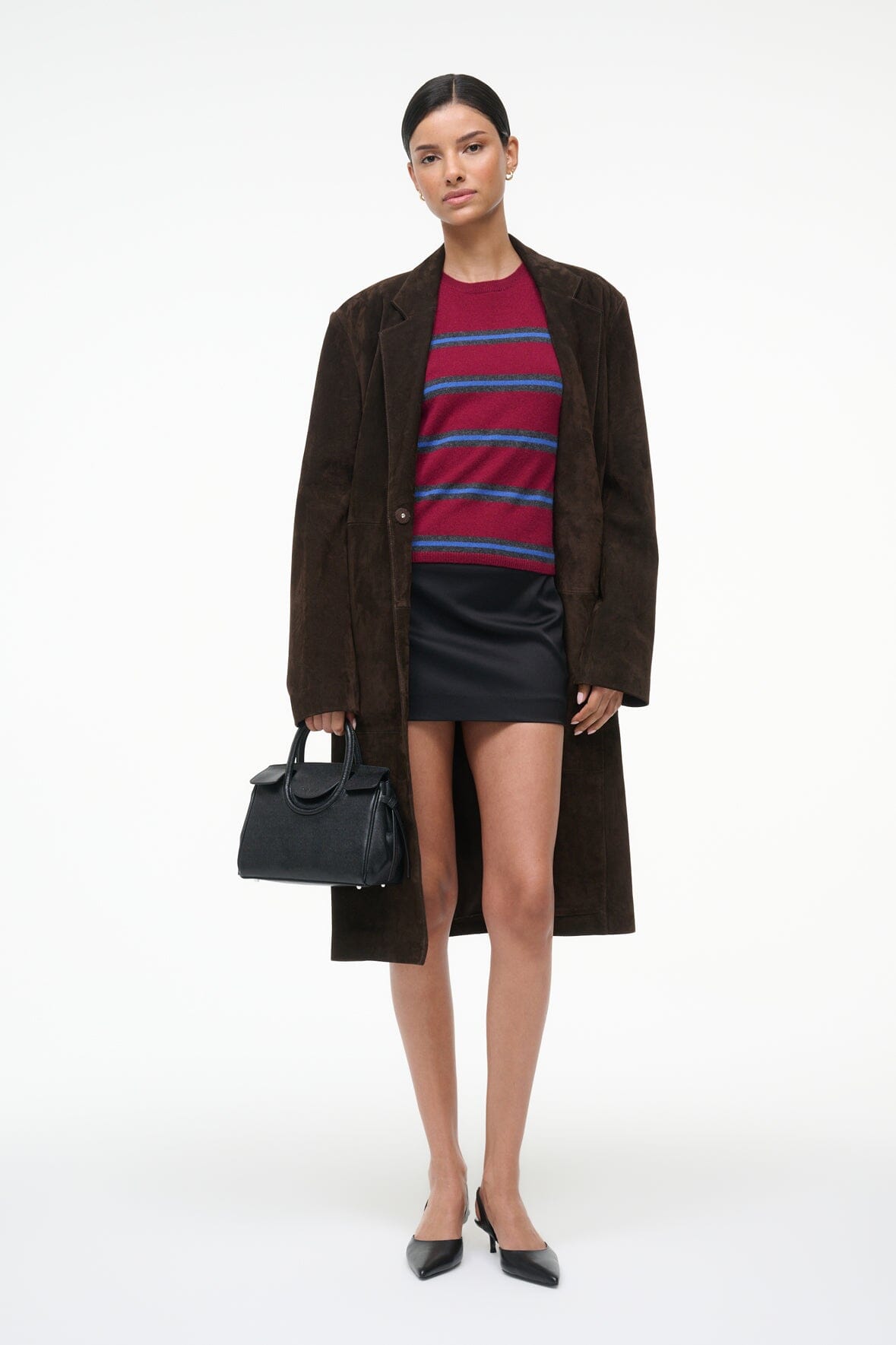 STAUD Clothing Easy Cashmere Tee Crimson Stripe