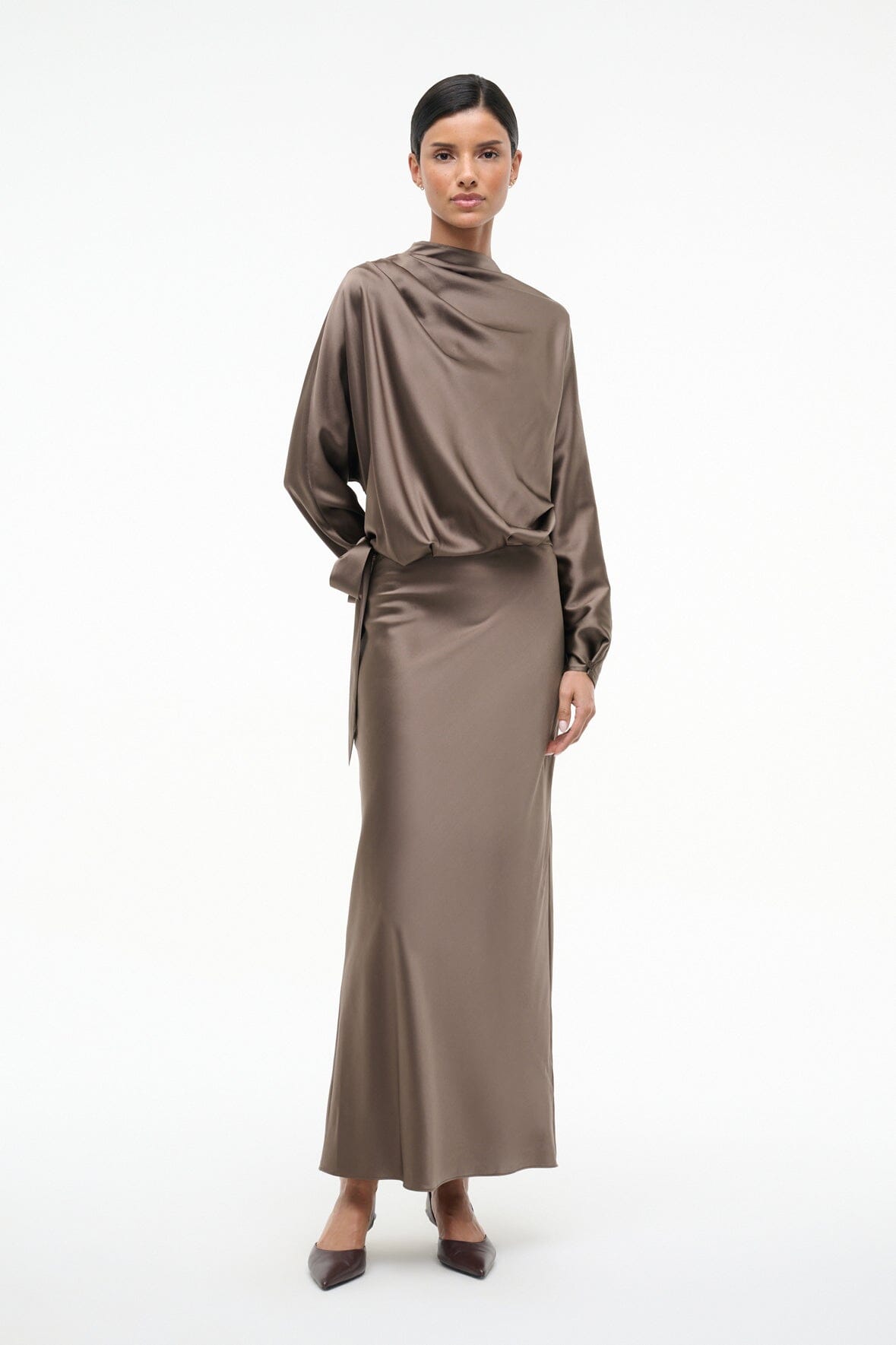 STAUD Sale Phoebe Silk Dress Truffle