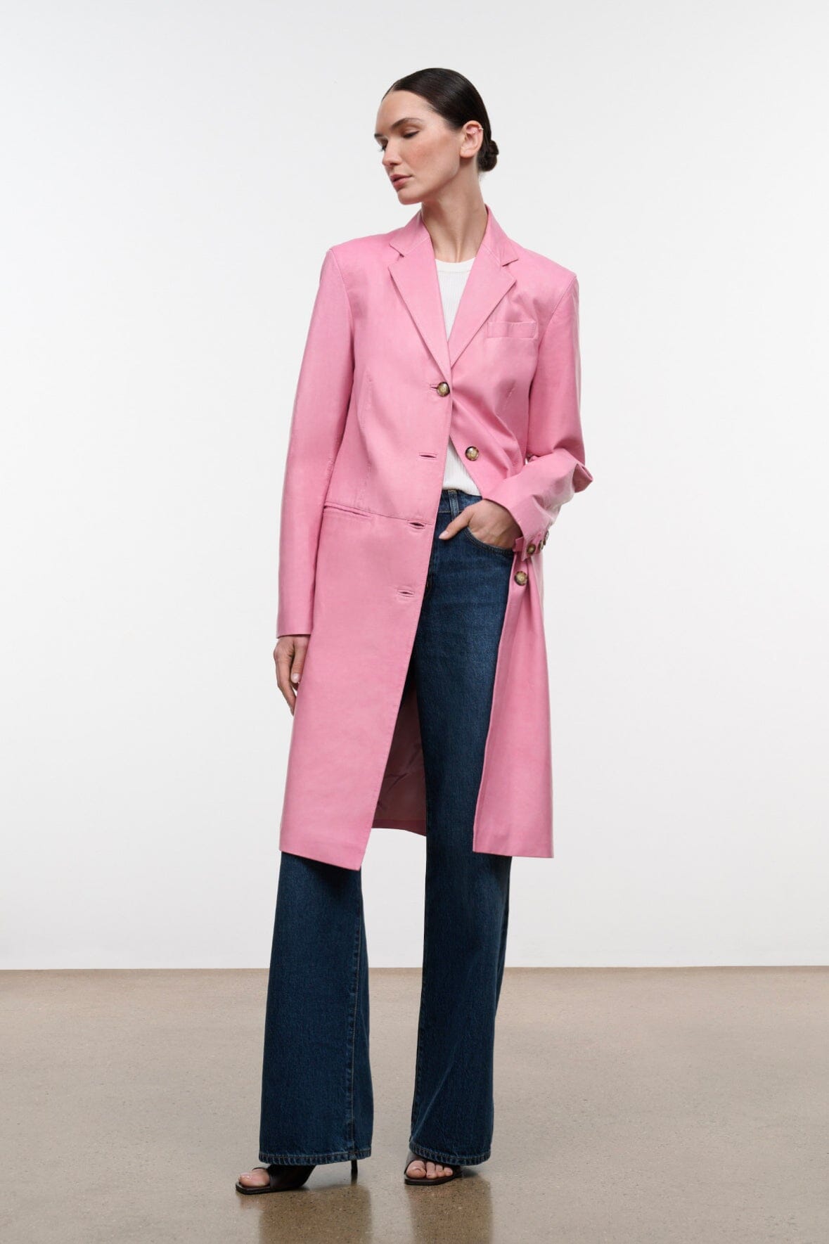 STAUD New In|Clothing Wyatt Leather Coat Wild Rose