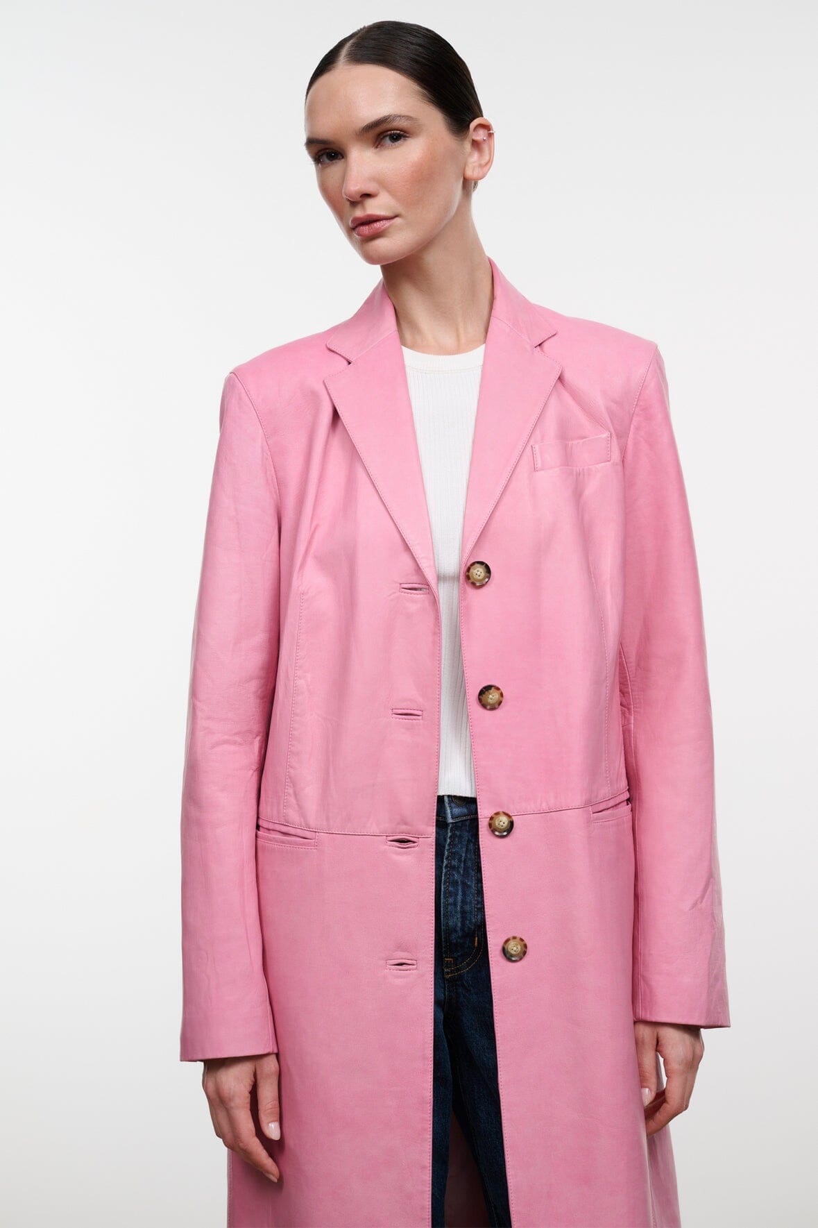 STAUD New In|Clothing Wyatt Leather Coat Wild Rose