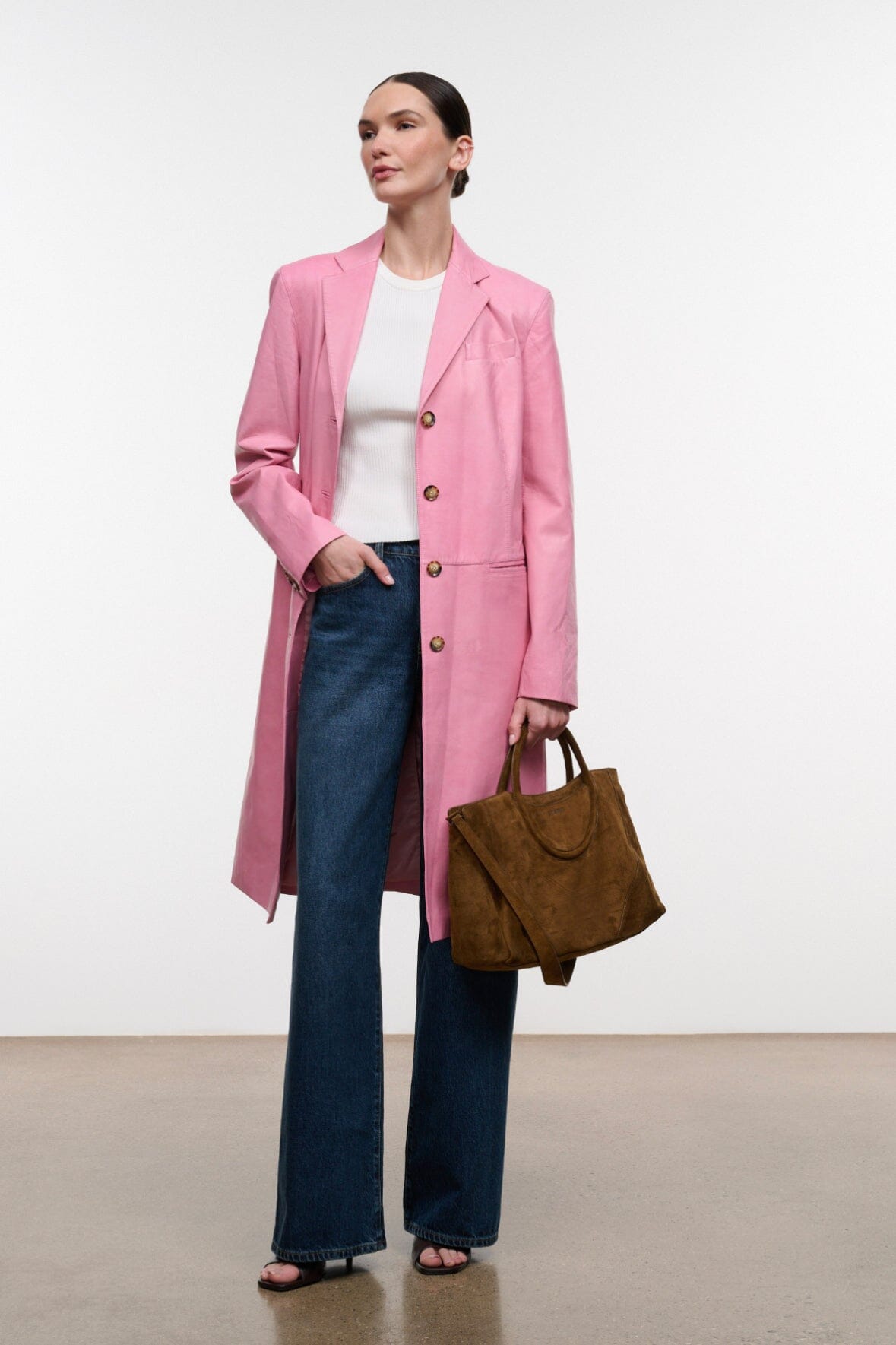 STAUD New In|Clothing Wyatt Leather Coat Wild Rose