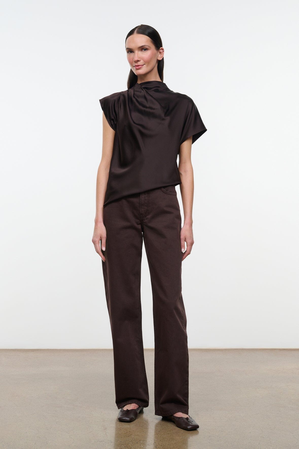STAUD New In|Clothing Davina Silk Top Earth