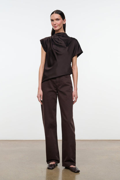 STAUD New In|Clothing Davina Silk Top Earth