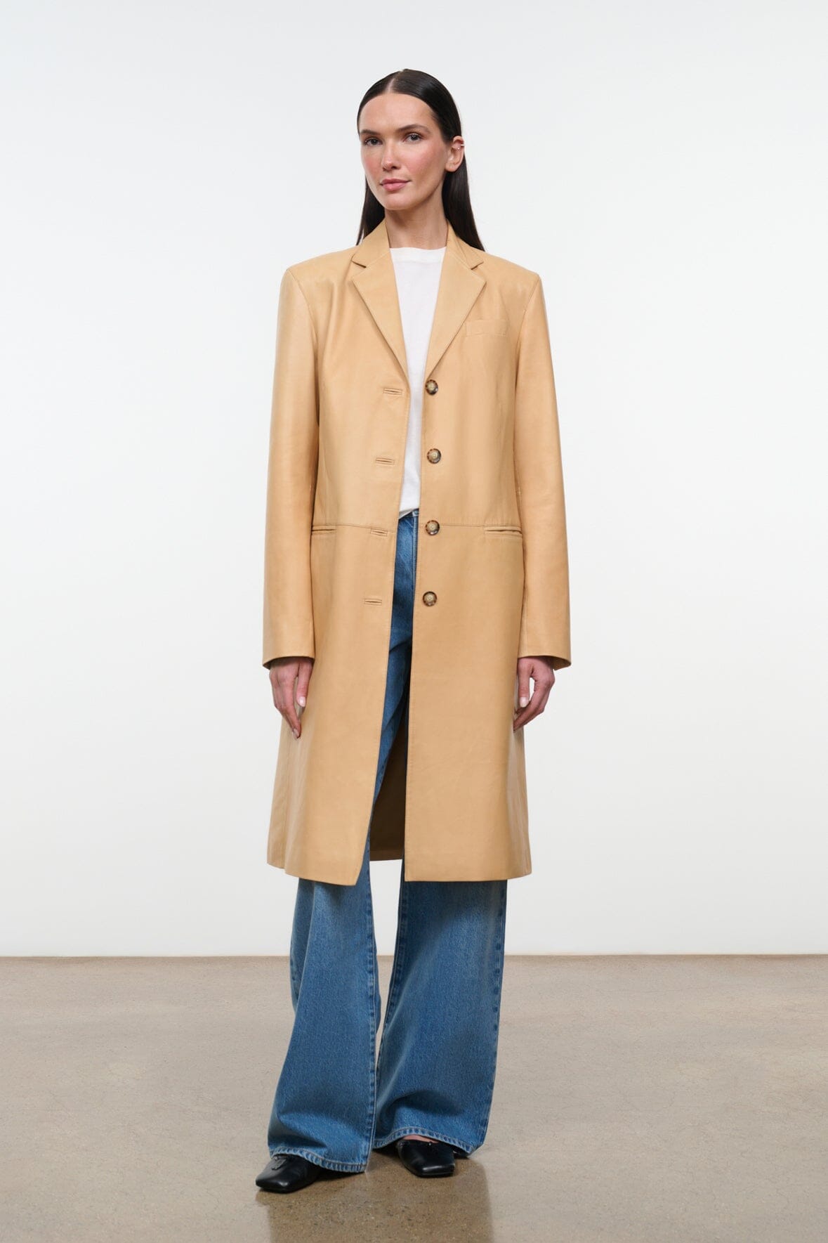 STAUD New In|Clothing Wyatt Leather Coat Cashew