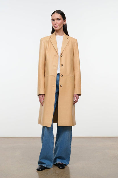 STAUD New In|Clothing Wyatt Leather Coat Cashew