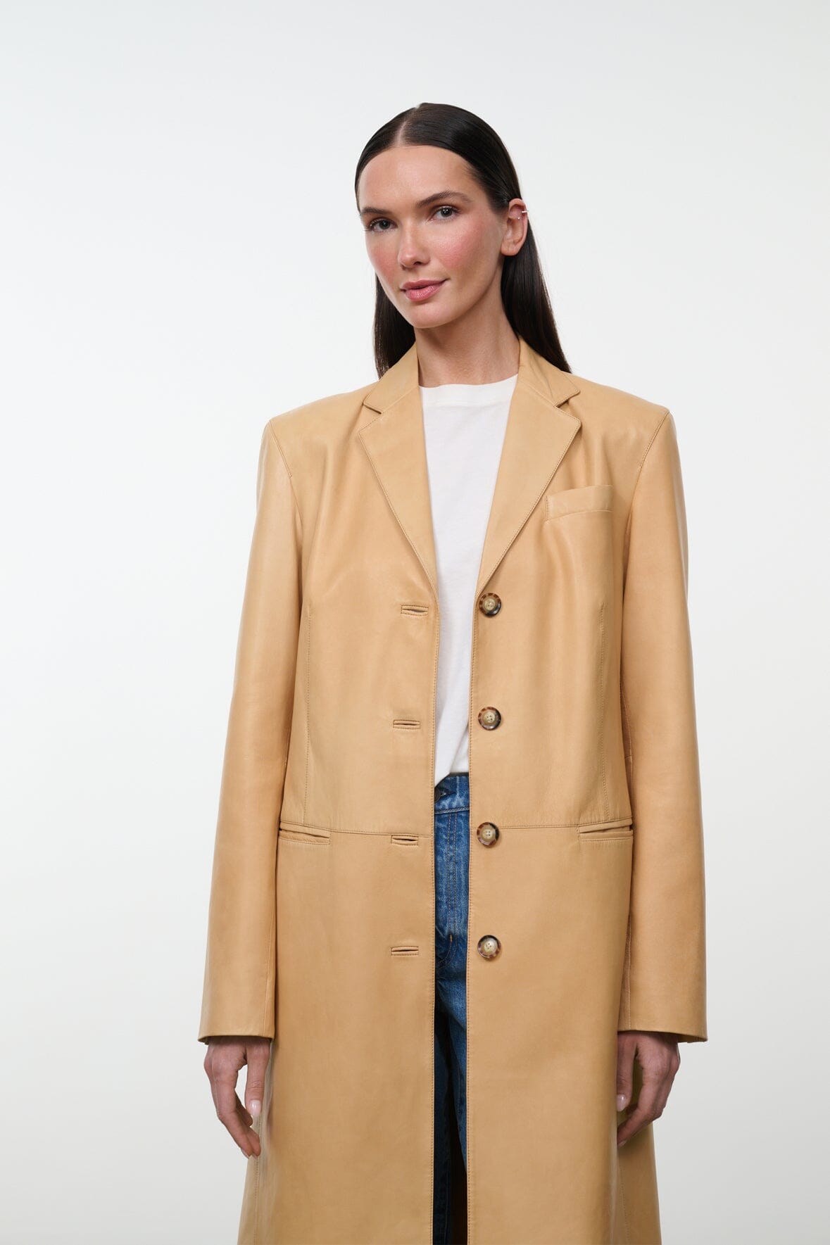 STAUD New In|Clothing Wyatt Leather Coat Cashew