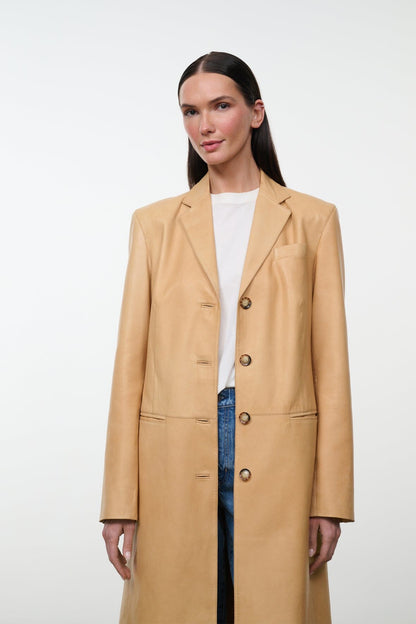 STAUD New In|Clothing Wyatt Leather Coat Cashew