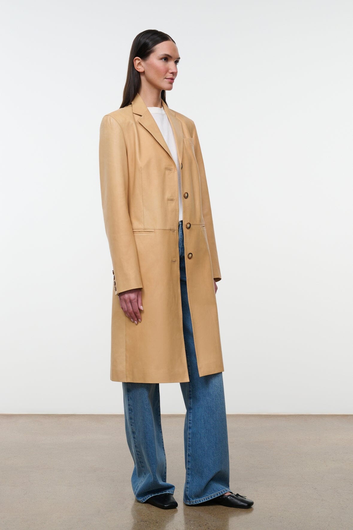 STAUD New In|Clothing Wyatt Leather Coat Cashew