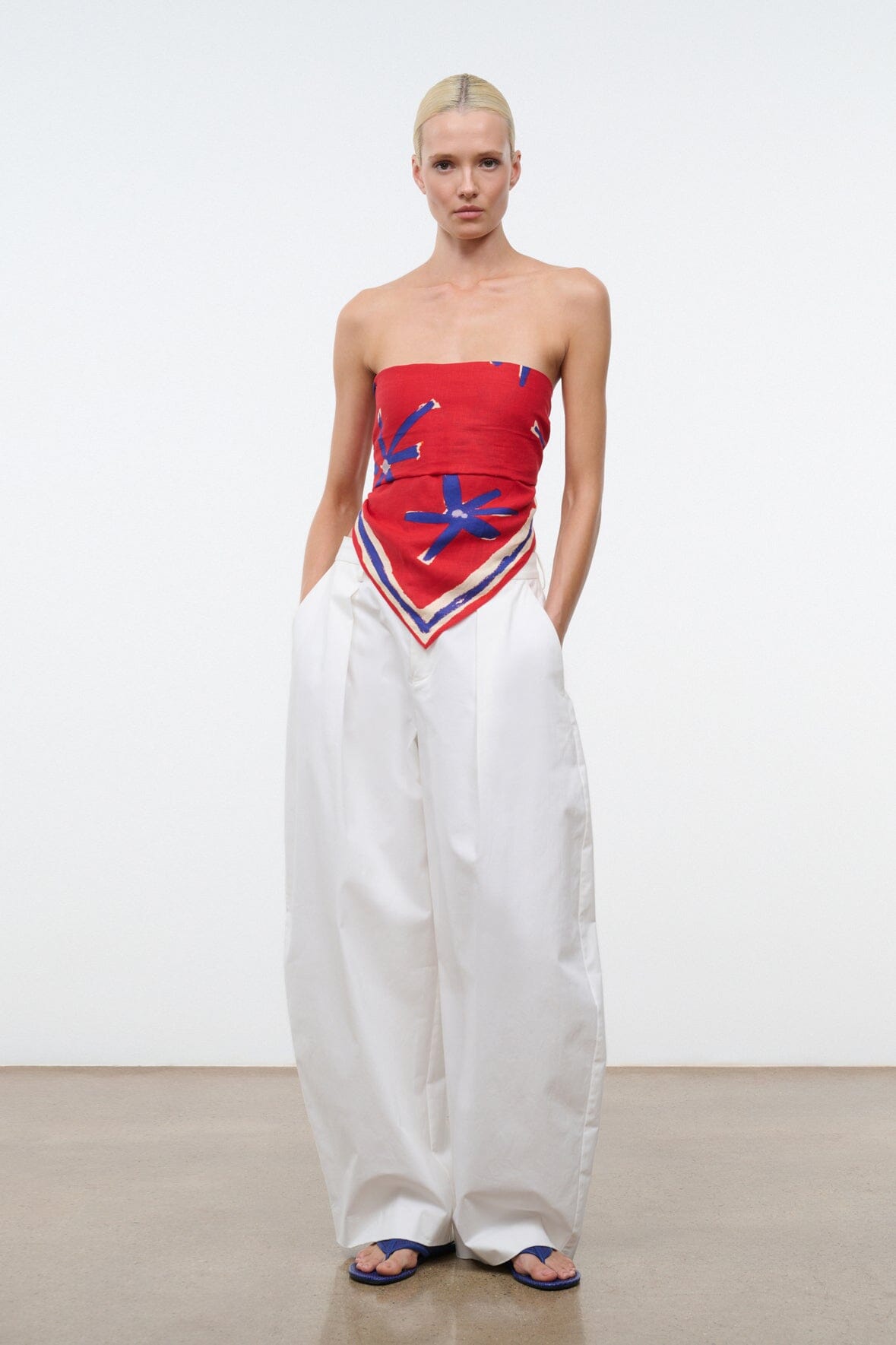 STAUD New In Sonya Linen Scarf Painted Foulard