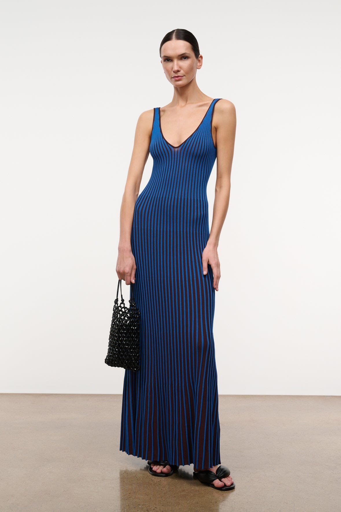 STAUD Clothing|Dresses|New In Claretta Dress Espresso Cobalt