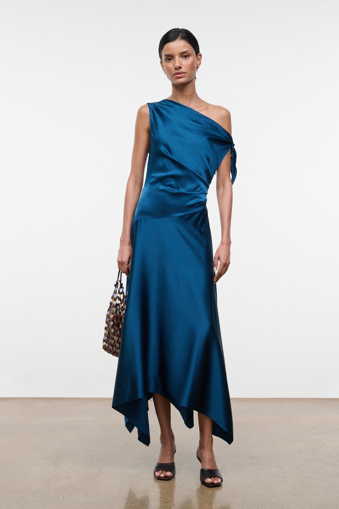 STAUD Clothing|Dresses|New In Portia Silk Dress Harbor