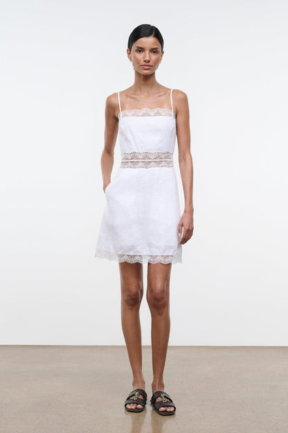 STAUD Clothing|Dresses Amalina Linen Mini Dress White