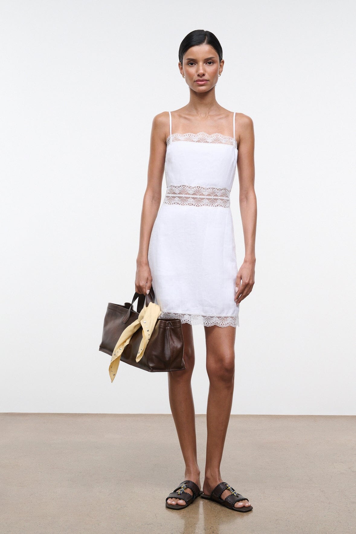 STAUD Clothing|Dresses Amalina Linen Mini Dress White