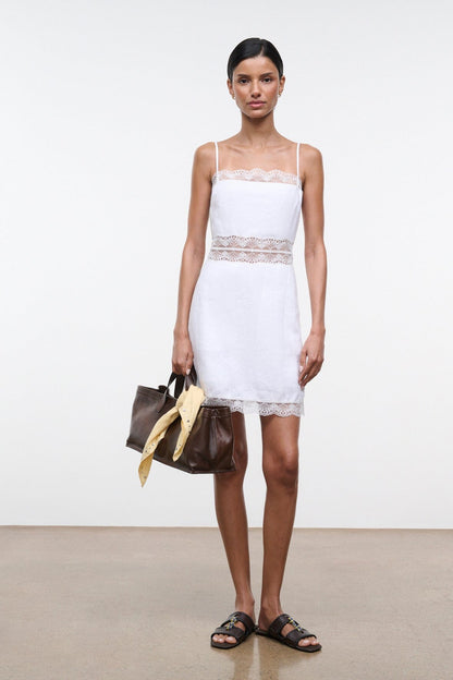 STAUD Clothing|Dresses Amalina Linen Mini Dress White
