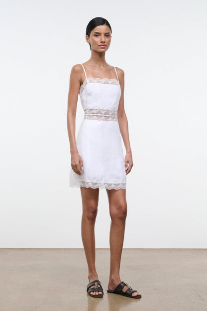 STAUD Clothing|Dresses Amalina Linen Mini Dress White
