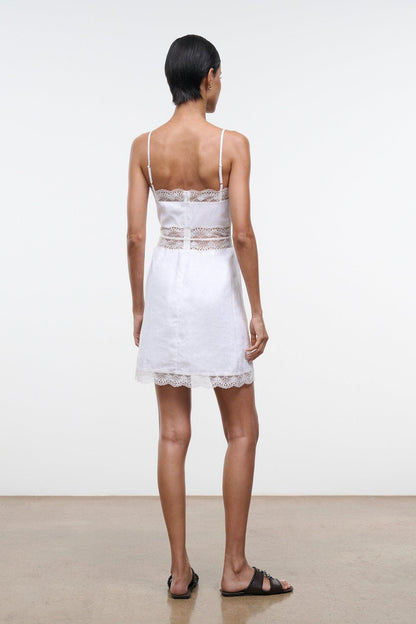 STAUD Clothing|Dresses Amalina Linen Mini Dress White