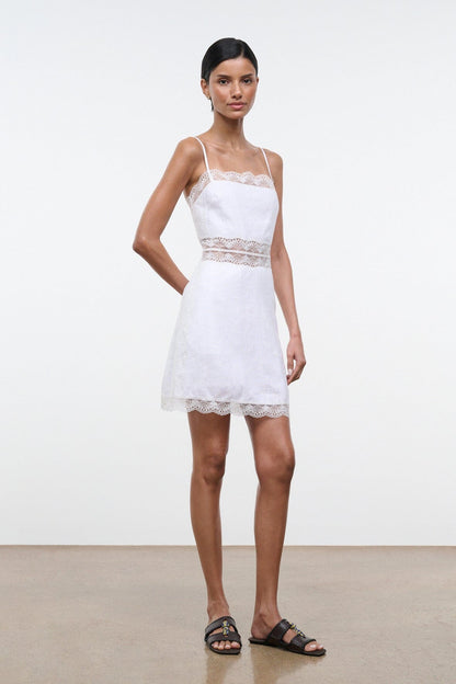 STAUD Clothing|Dresses Amalina Linen Mini Dress White