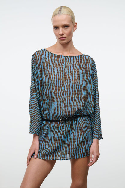 STAUD Clothing Nour Mini Dress Tidal Shell