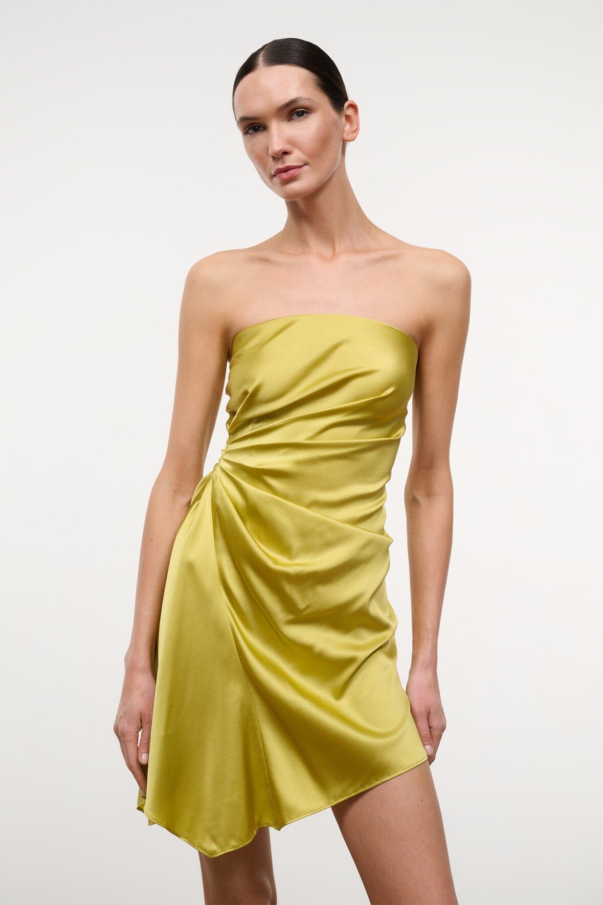 STAUD Clothing|Dresses|New In Adriana Silk Dress Citron