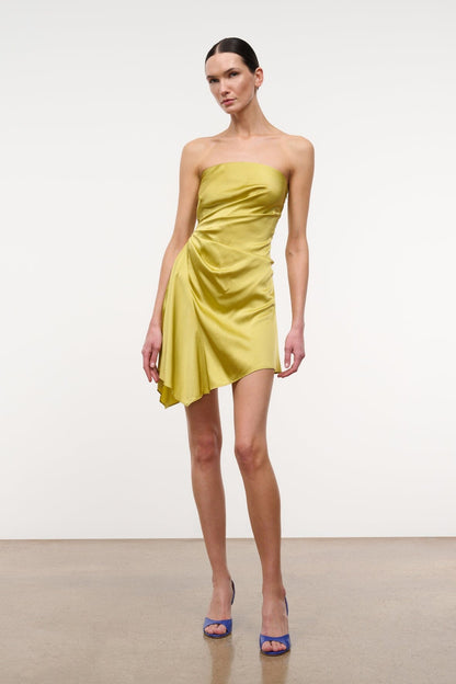 STAUD Clothing|Dresses|New In Adriana Silk Dress Citron
