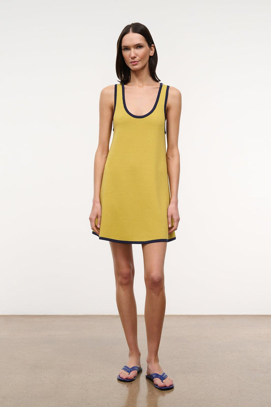 STAUD Clothing|Dresses|New In Piazza Dress Citron Navy Reversible