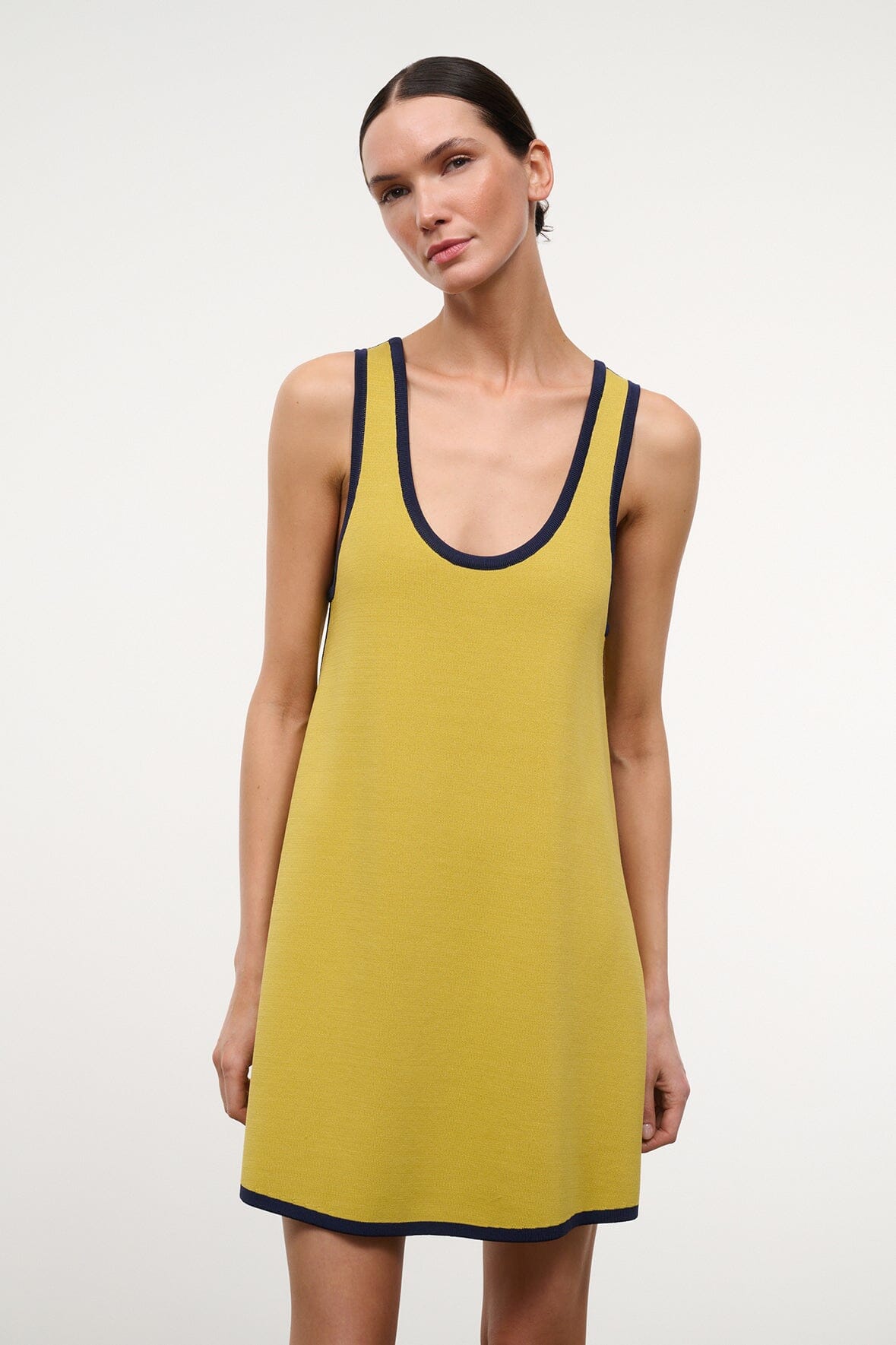 STAUD Clothing|Dresses|New In Piazza Dress Citron Navy Reversible