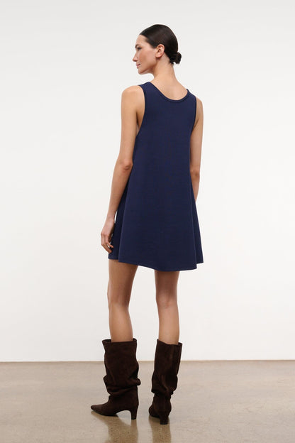 STAUD Clothing|Dresses|New In Piazza Dress Citron Navy Reversible