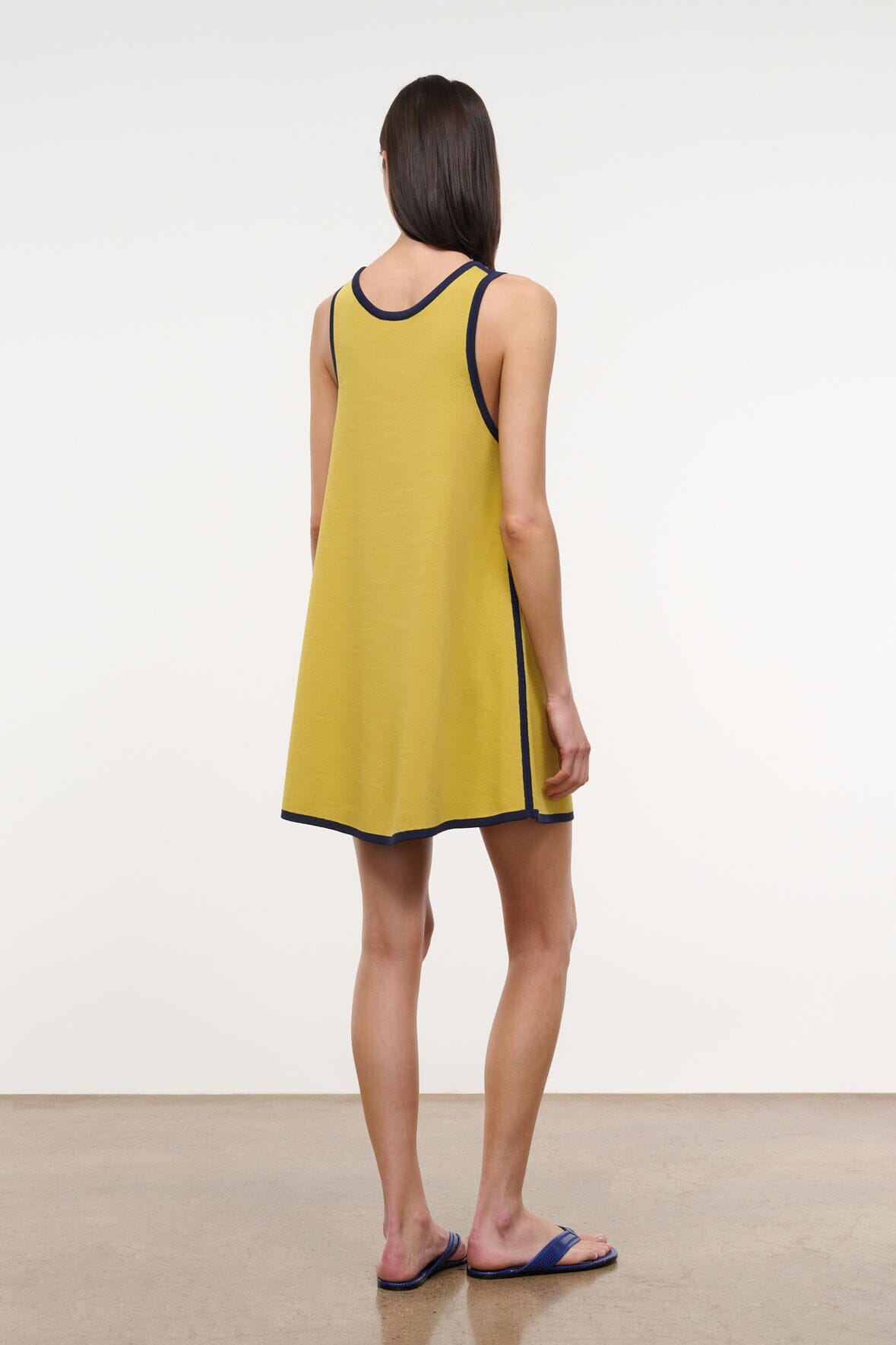 STAUD Clothing|Dresses|New In Piazza Dress Citron Navy Reversible