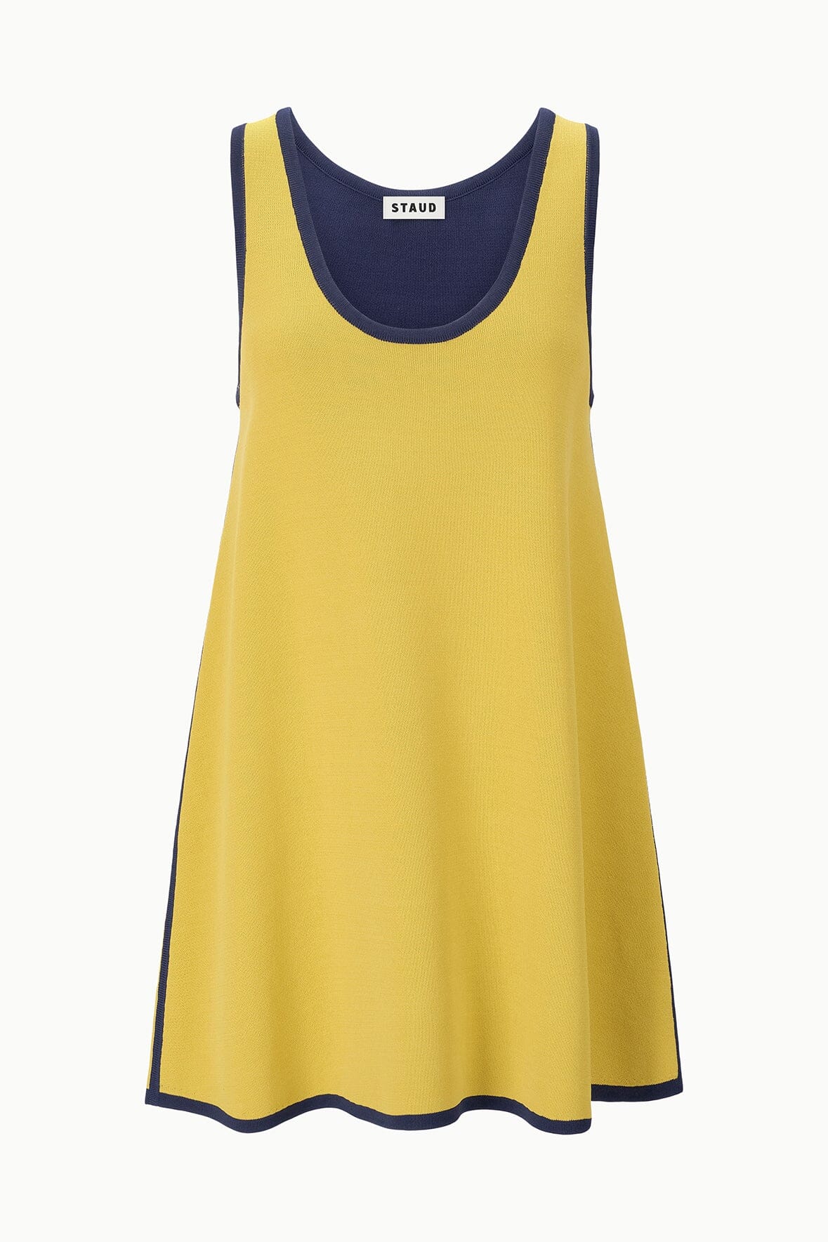 STAUD Clothing|Dresses|New In Piazza Dress Citron Navy Reversible
