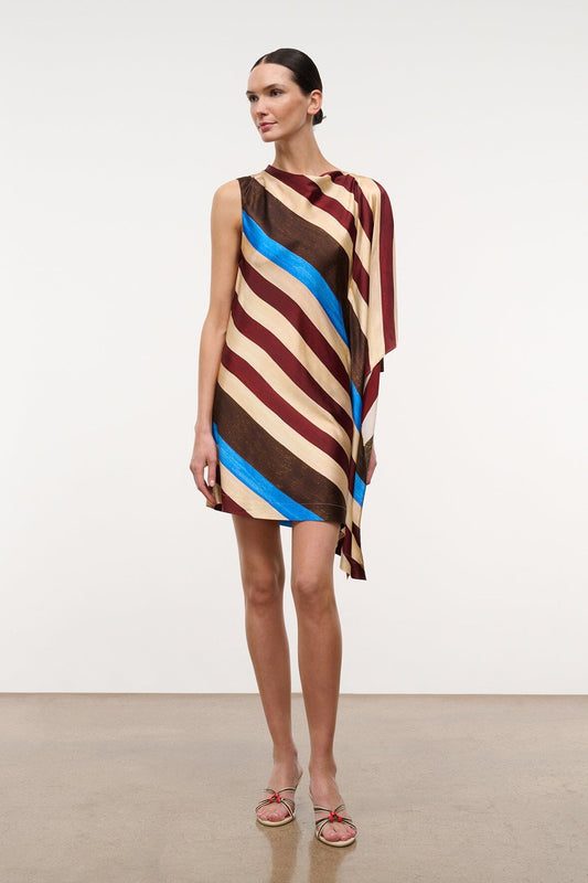 STAUD Clothing|Dresses|New In Sabina Silk Dress Caffe Stripe