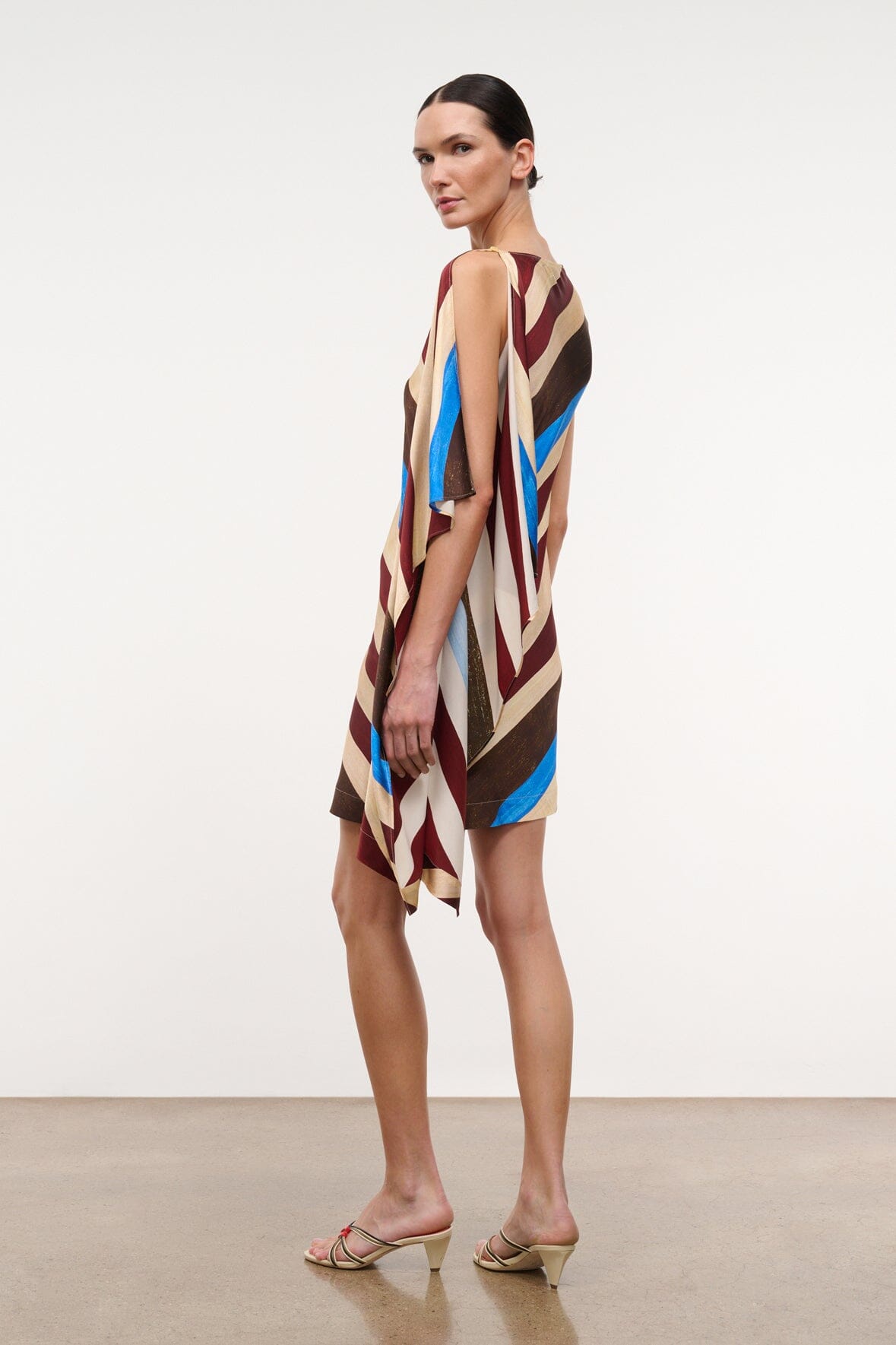 STAUD Clothing|Dresses|New In Sabina Silk Dress Caffe Stripe