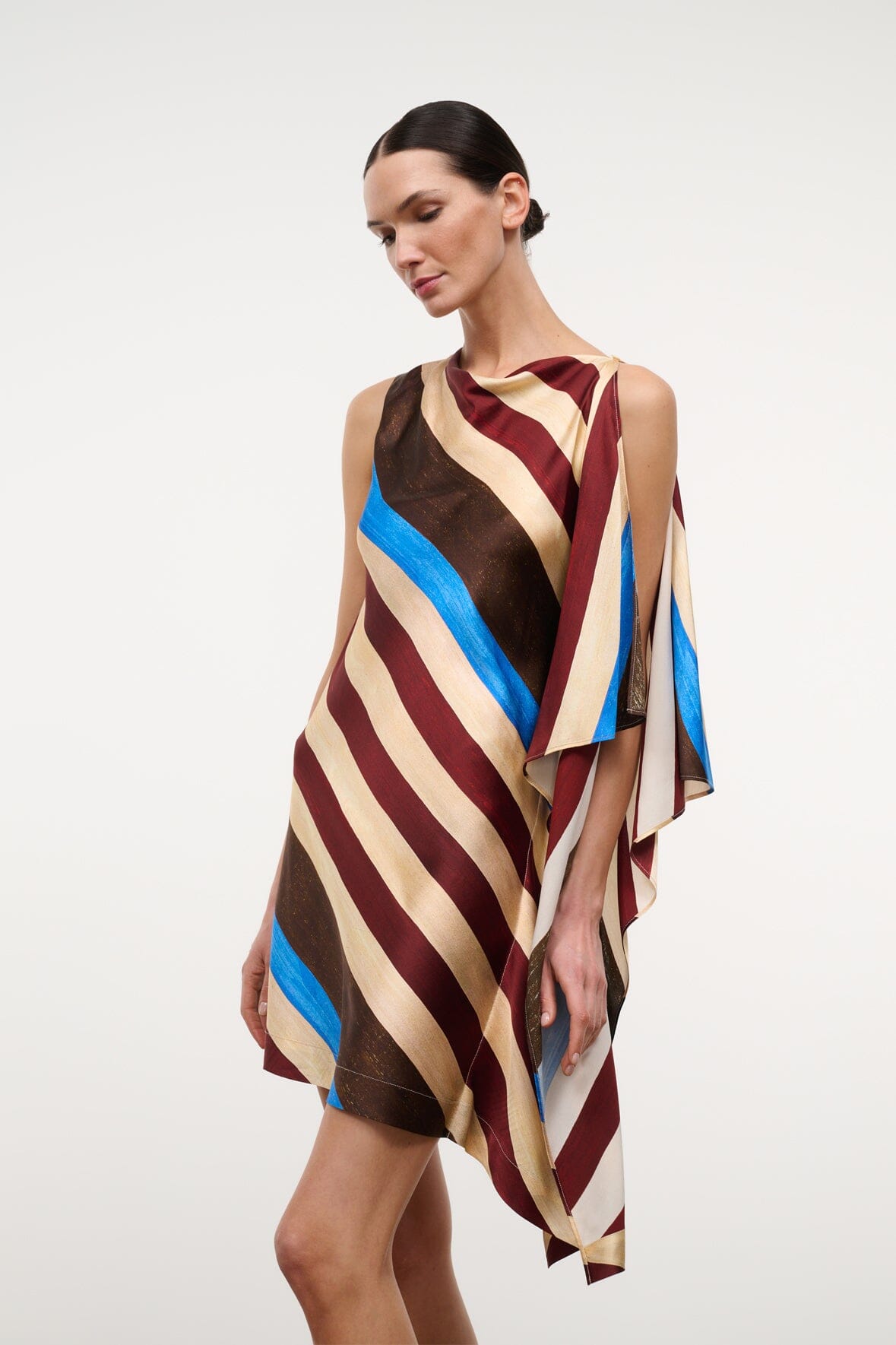 STAUD Clothing|Dresses|New In Sabina Silk Dress Caffe Stripe