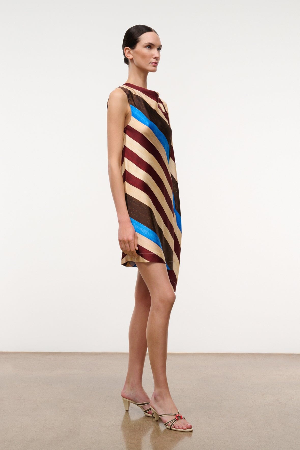 STAUD Clothing|Dresses|New In Sabina Silk Dress Caffe Stripe