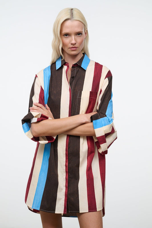 STAUD Clothing|New In Nico Dress Caffe Stripe