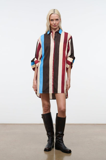 STAUD Clothing|New In Nico Dress Caffe Stripe