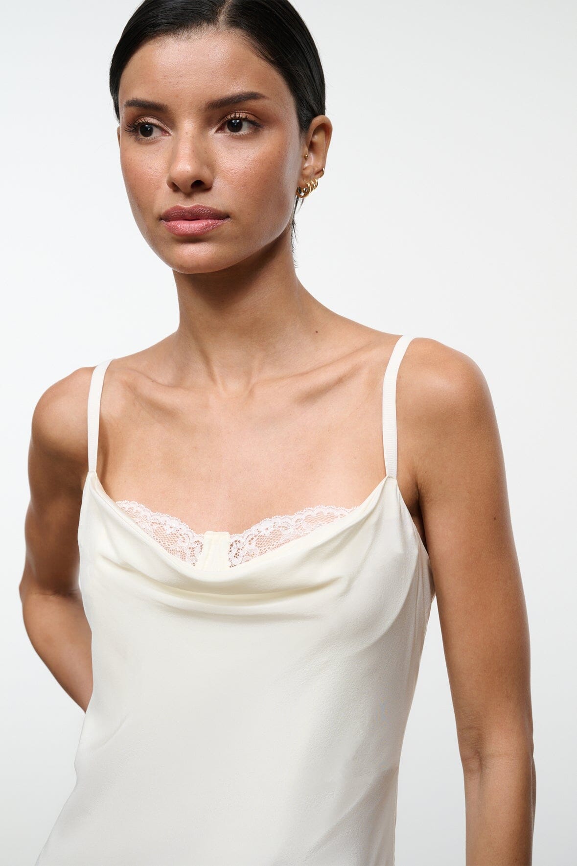 STAUD Clothing|Dresses|New In Evangeline Silk Midi Dress Ivory