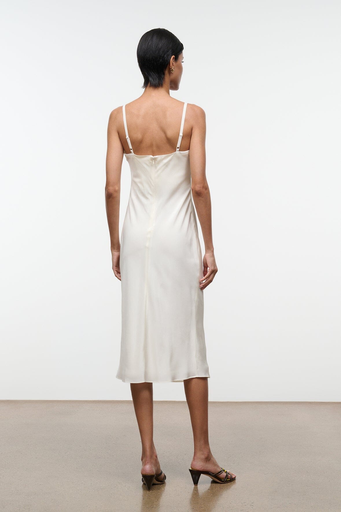 STAUD Clothing|Dresses|New In Evangeline Silk Midi Dress Ivory