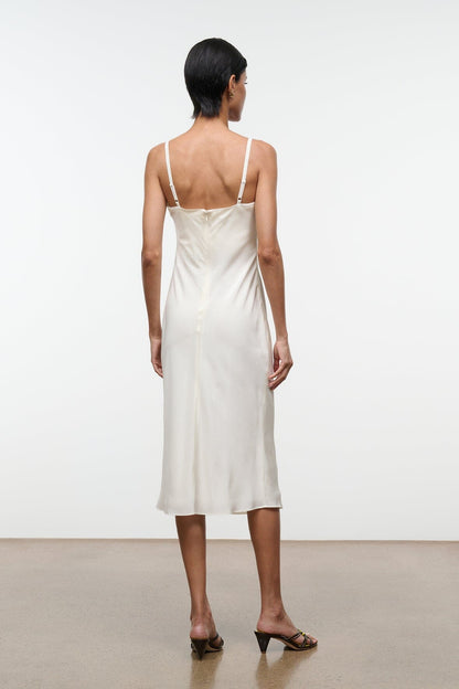 STAUD Clothing|Dresses|New In Evangeline Silk Midi Dress Ivory