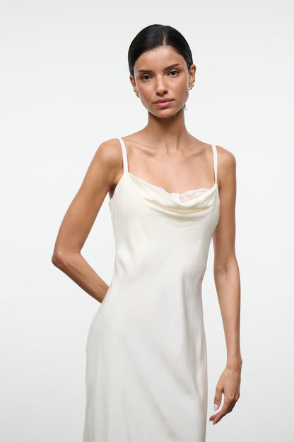 STAUD Clothing|Dresses|New In Evangeline Silk Midi Dress Ivory